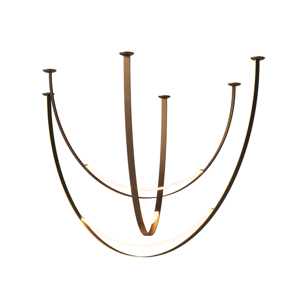 Modern Leather Belt LED Pendant Light Minimalist Chandelier for Staircase and Living Room
