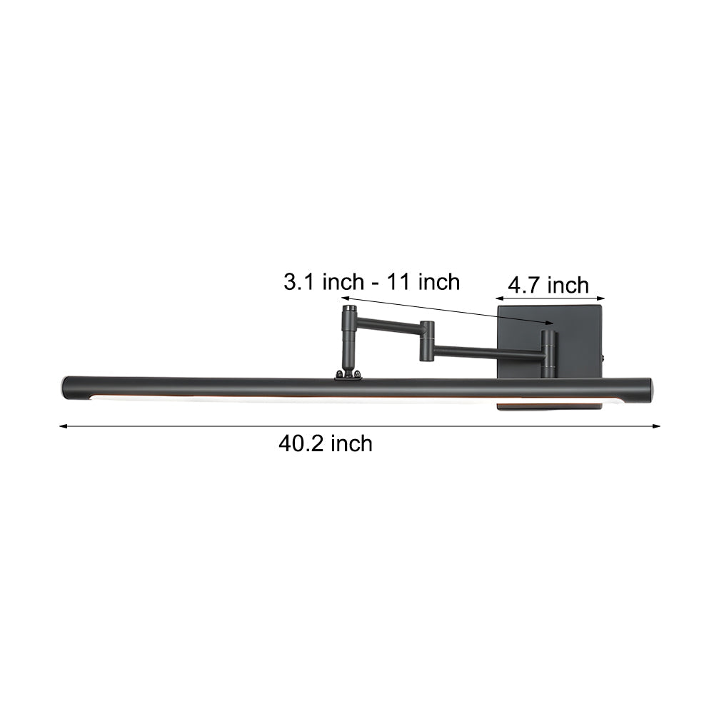 Modern LED 40 Inch Bathroom Vanity Light Bar with Adjustable Swing Arm and Matte Finish