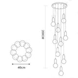 Modern LED Acrylic Bubble Globe Pendant Light Gold Hanging Island Lamp Fixture