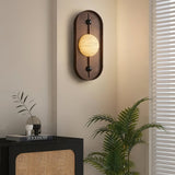 Modern LED Alabaster Wall Sconce Walnut Wood Indoor Lighting for Living Room Hallway Bedroom