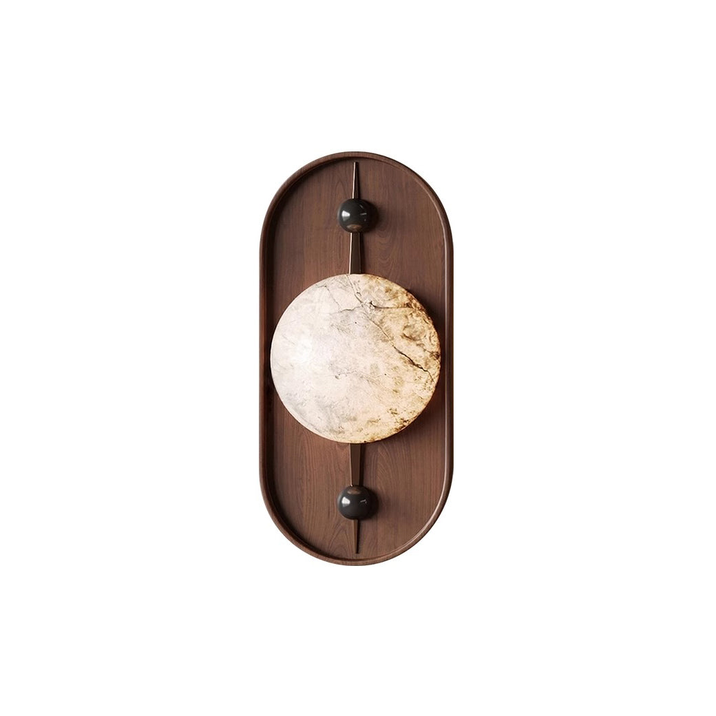 Modern LED Alabaster Wall Sconce Walnut Wood Indoor Lighting for Living Room Hallway Bedroom