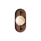 Modern LED Alabaster Wall Sconce Walnut Wood Indoor Lighting for Living Room Hallway Bedroom