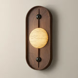 Modern LED Alabaster Wall Sconce Walnut Wood Indoor Lighting for Living Room Hallway Bedroom