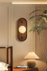 Modern LED Alabaster Wall Sconce Walnut Wood Indoor Lighting for Living Room Hallway Bedroom