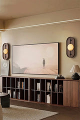 Modern LED Alabaster Wall Sconce Walnut Wood Indoor Lighting for Living Room Hallway Bedroom