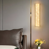 Modern LED Brass Wall Light Rectangle Ice Resin Sconce with Remote Control Dimming for Living Room