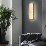 Modern LED Brass Wall Light Rectangle Ice Resin Sconce with Remote Control Dimming for Living Room