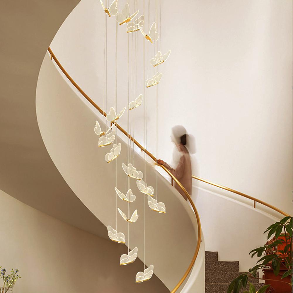 Modern LED Butterfly Chandelier Pendant Lighting for Living Room Acrylic and Metal Hanging Fixture