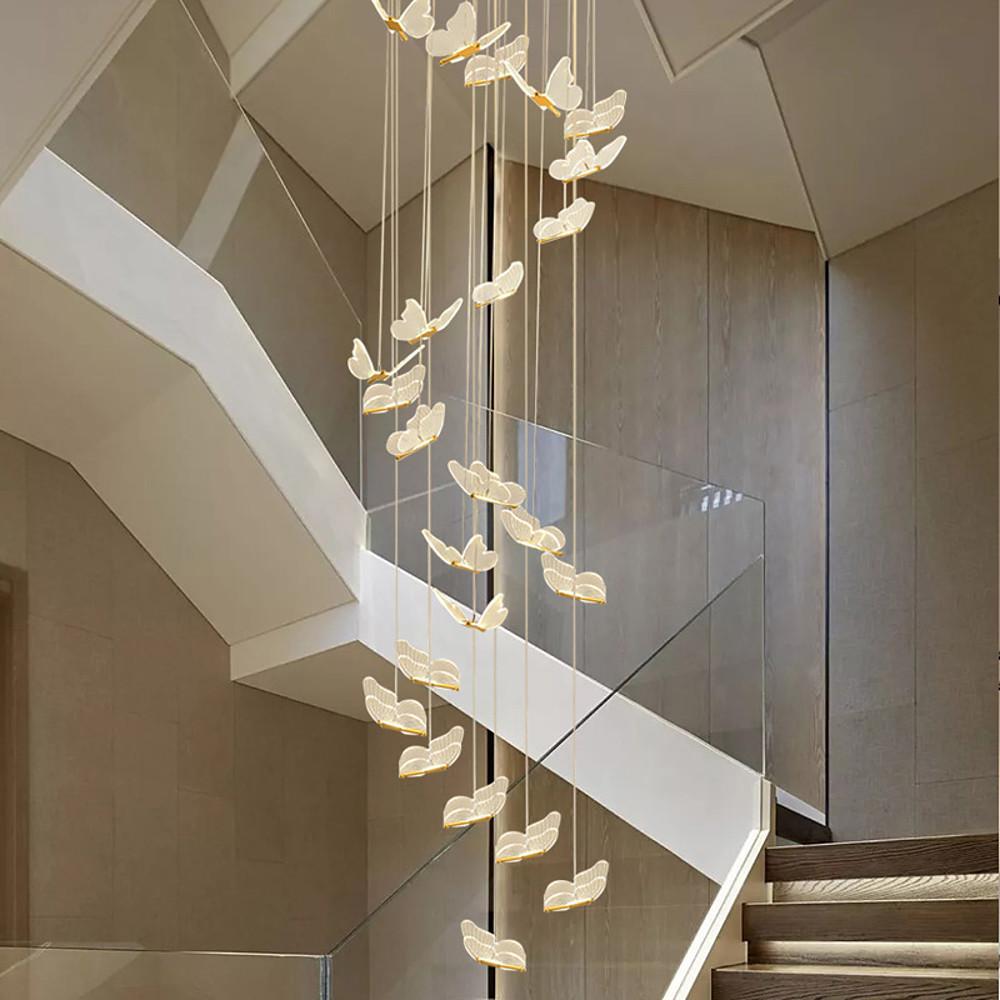 Modern LED Butterfly Chandelier Pendant Lighting for Living Room Acrylic and Metal Hanging Fixture