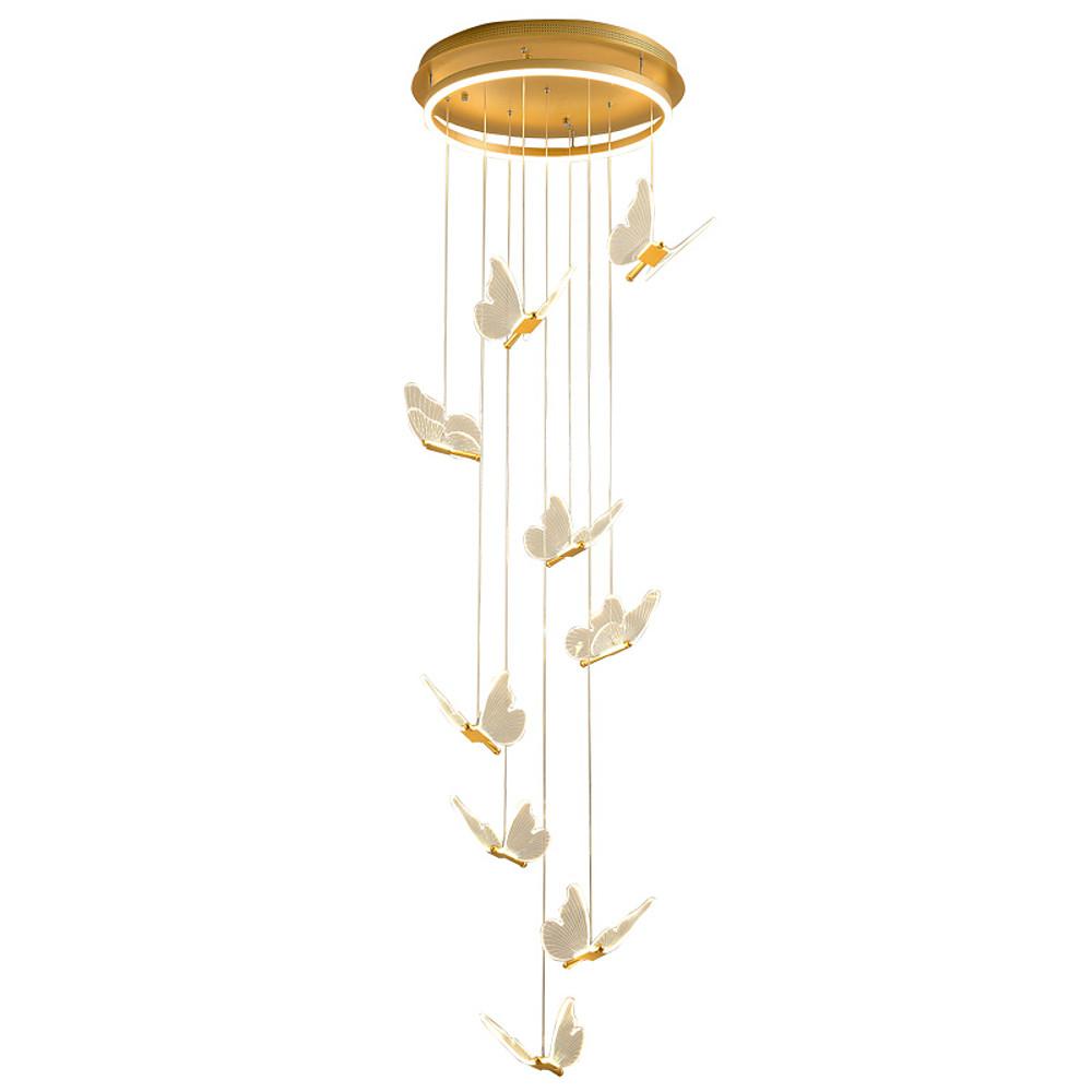 Modern LED Butterfly Chandelier Pendant Lighting for Living Room Acrylic and Metal Hanging Fixture