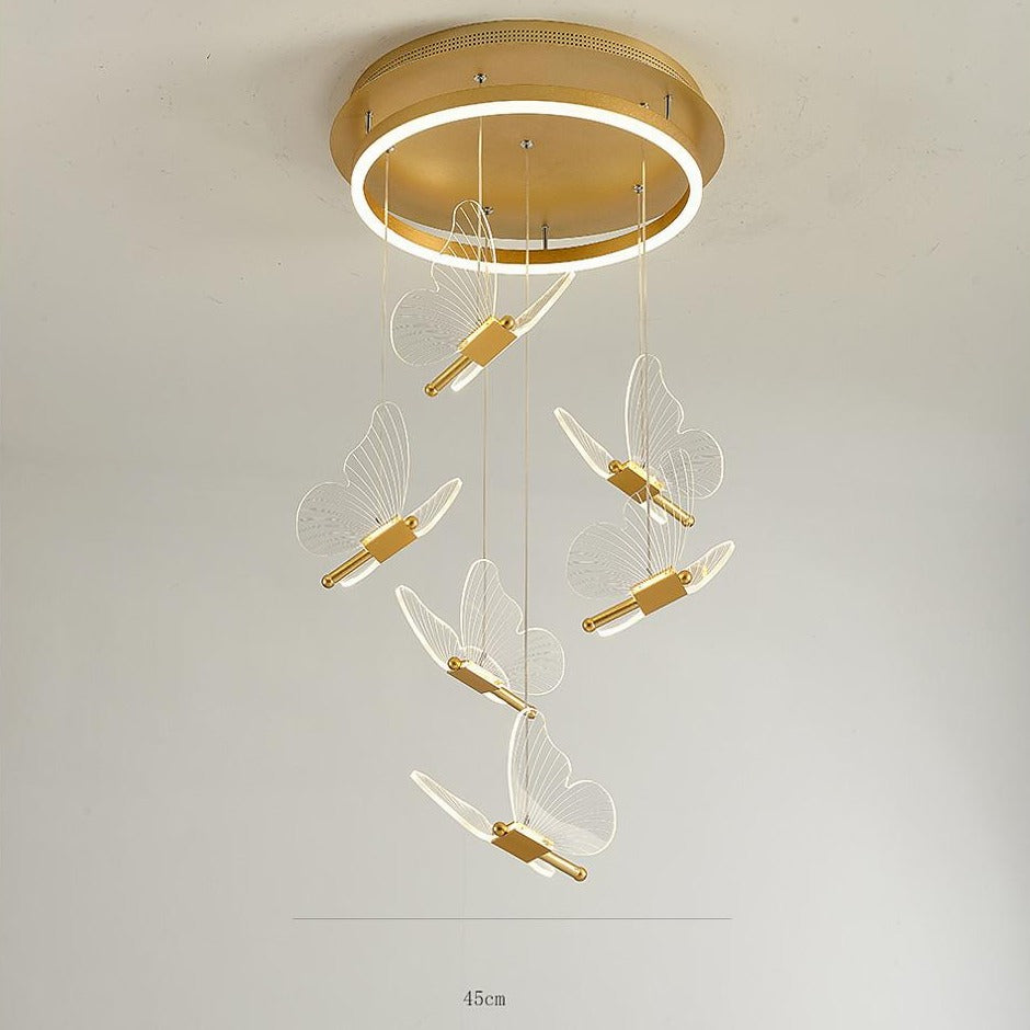 Modern LED Butterfly Chandelier Pendant Lighting for Living Room Acrylic and Metal Hanging Fixture