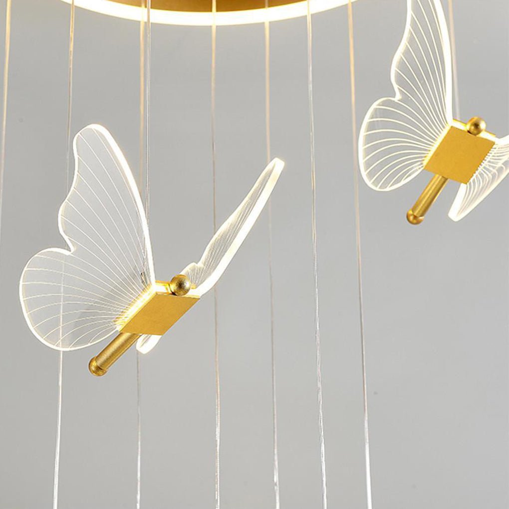 Modern LED Butterfly Chandelier Pendant Lighting for Living Room Acrylic and Metal Hanging Fixture