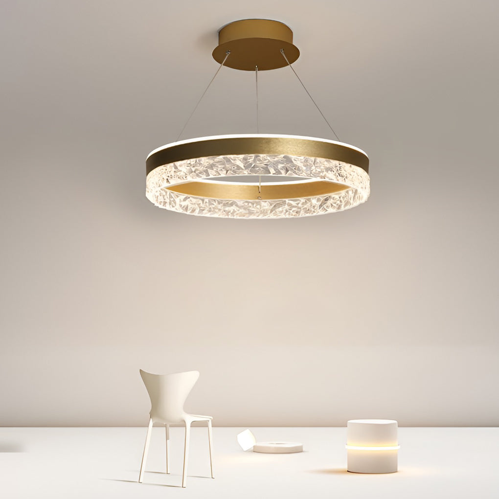 Modern LED Circular Ring Chandelier Three Step Dimming Pendant Light for Kitchen Island
