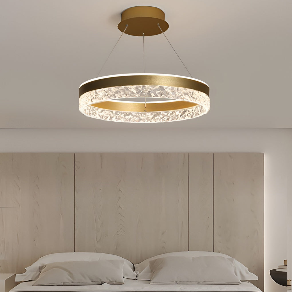 Modern LED Circular Ring Chandelier Three Step Dimming Pendant Light for Kitchen Island