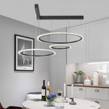 Modern LED Circular Ring Pendant Light Dimmable 2 and 3 Tier Minimalist Chandelier
