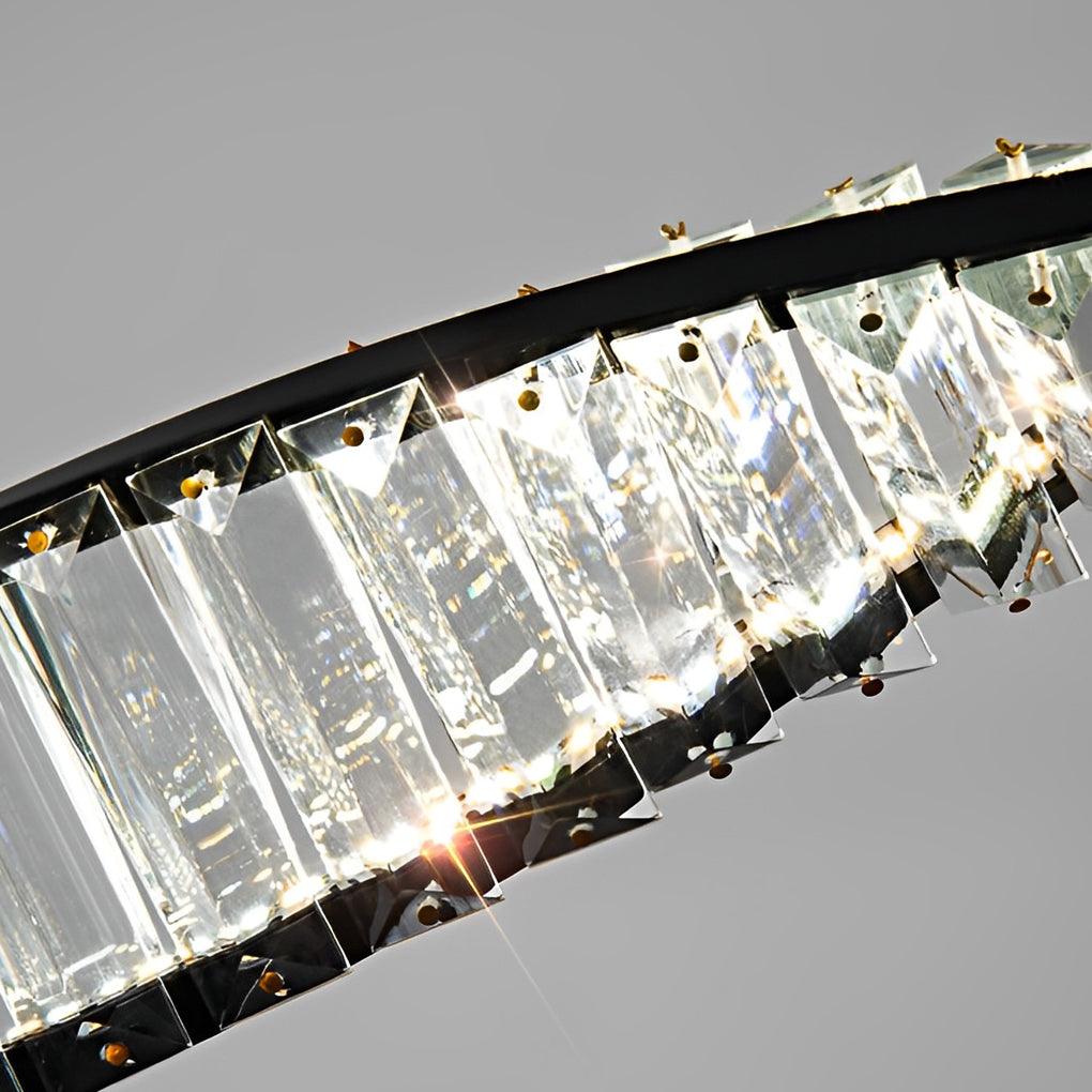 Modern LED Crystal Wave Pendant Chandelier 3 Step Dimming Light for Dining Room Kitchen Island