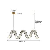 Modern LED Crystal Wave Pendant Chandelier 3 Step Dimming Light for Dining Room Kitchen Island