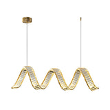 Modern LED Crystal Wave Pendant Chandelier 3 Step Dimming Light for Dining Room Kitchen Island