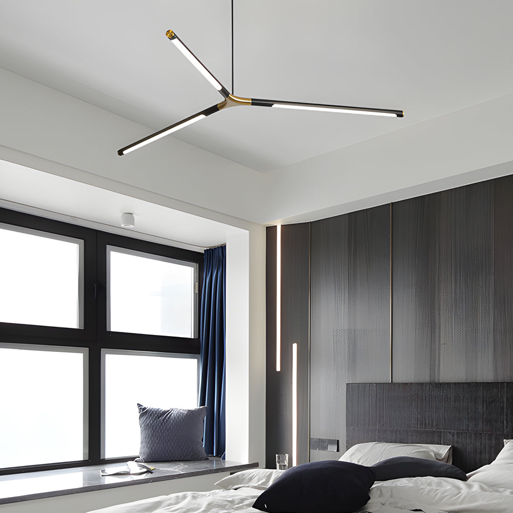 Modern LED Dimmable Linear Sputnik Chandelier for Living Room and Bedroom