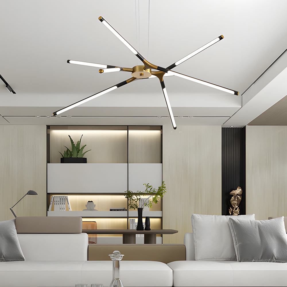 Modern LED Dimmable Linear Sputnik Chandelier for Living Room and Bedroom