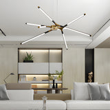 Modern LED Dimmable Linear Sputnik Chandelier for Living Room and Bedroom