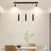 Modern LED Dining Room Chandelier Minimalist Black and Gold Linear Strip Hanging Light Fixture