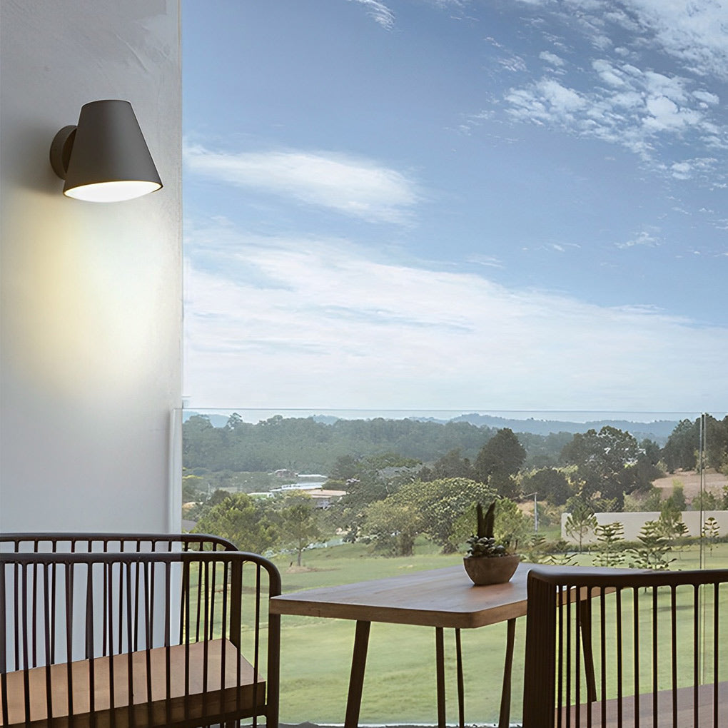Modern LED Exterior Wall Sconce Black Cone Shape Outdoor Light Fixture for Entrances and Gardens