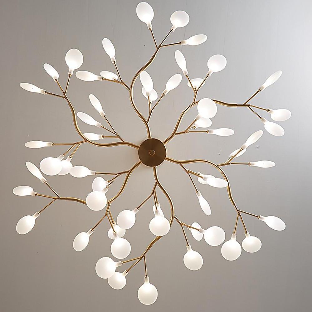 Modern LED Firefly Sputnik Chandelier Artistic Branch Ceiling Light for Living Room and Bedroom