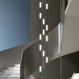 Modern LED Frosted Tube Multi Light Cluster Pendant for Staircase High Ceiling Lighting