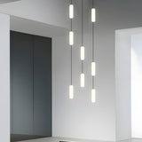Modern LED Frosted Tube Multi Light Cluster Pendant for Staircase High Ceiling Lighting