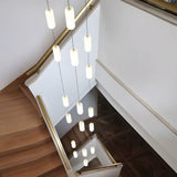 Modern LED Frosted Tube Multi Light Cluster Pendant for Staircase High Ceiling Lighting