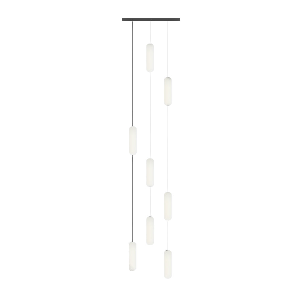 Modern LED Frosted Tube Multi Light Cluster Pendant for Staircase High Ceiling Lighting