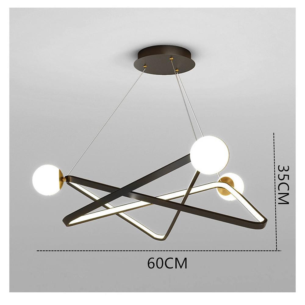 Modern LED Geometric Chandelier Glass Pendant Light for Dining Room and Kitchen Island Black and Gold