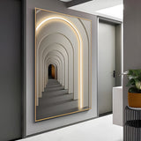 Modern LED Illuminated Canvas Wall Art with Remote Architectural Arch Hanging Decor
