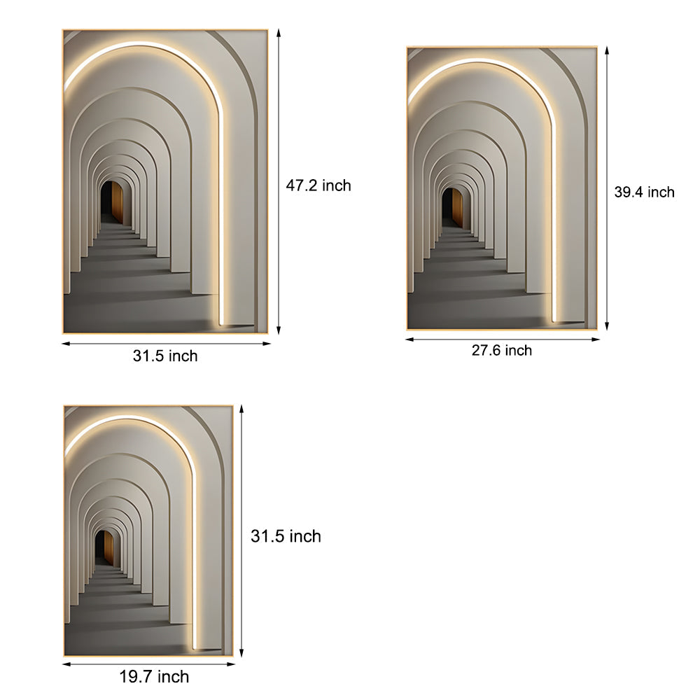 Modern LED Illuminated Canvas Wall Art with Remote Architectural Arch Hanging Decor