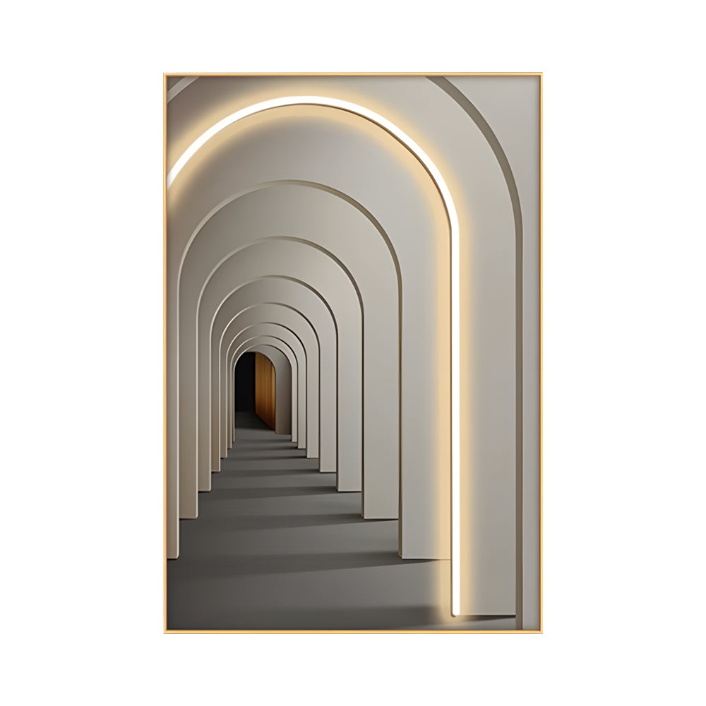 Modern LED Illuminated Canvas Wall Art with Remote Architectural Arch Hanging Decor
