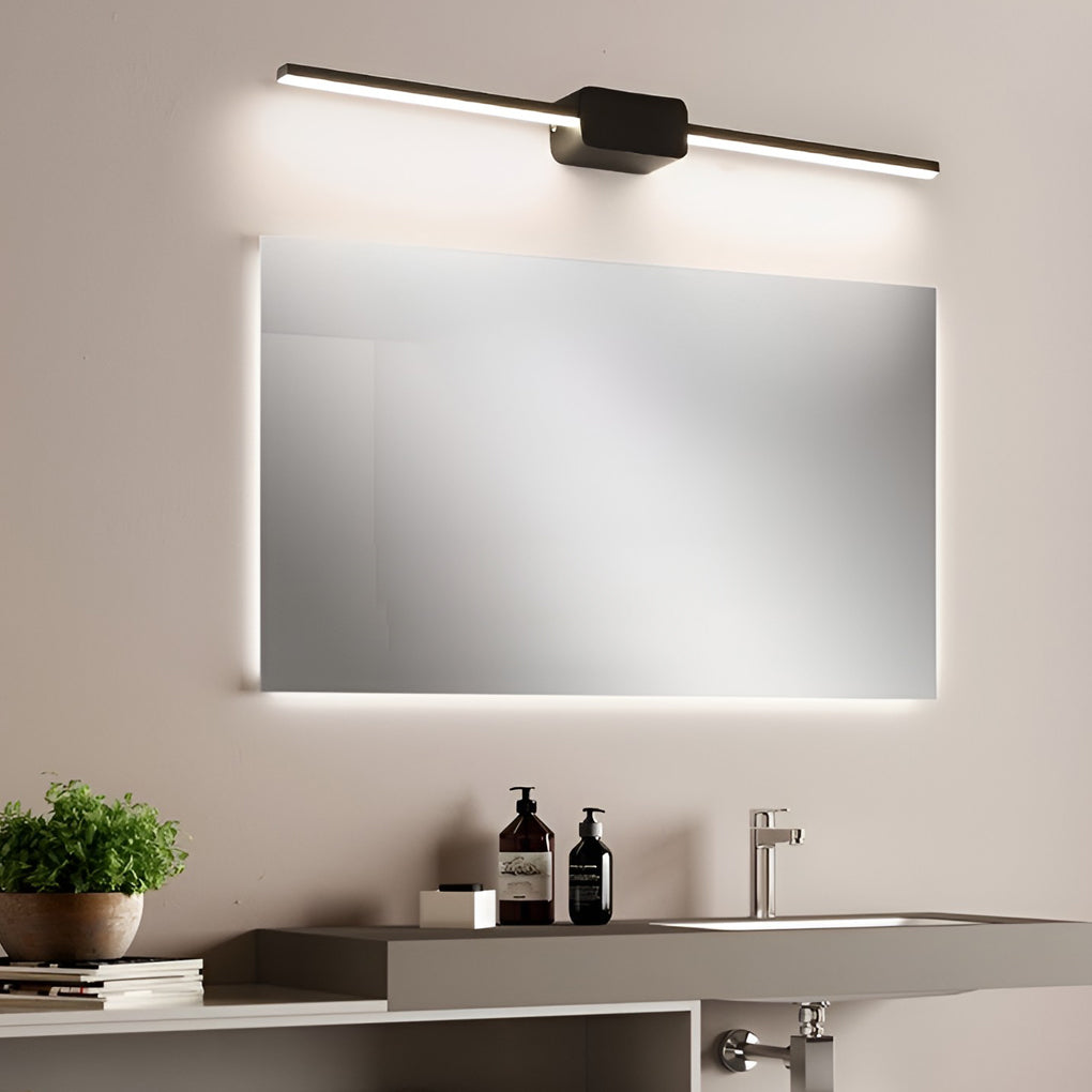 Modern LED Linear Bathroom Vanity Wall Light with Central Box Frame in Black and White