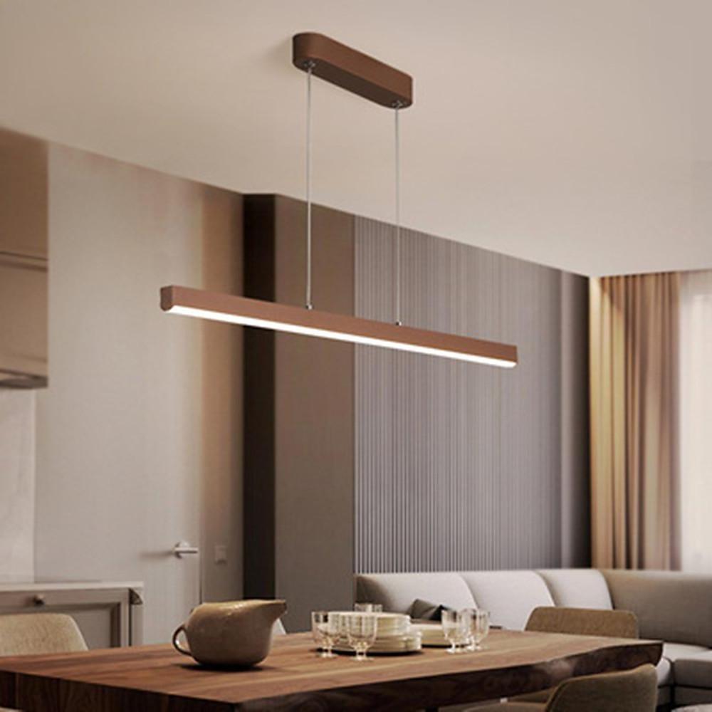 Modern LED Linear Chandelier Farmhouse Metal Pendant Lighting for Dining Room and Living Room