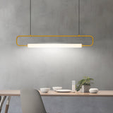 Modern LED Linear Island Pendant Light for Dining Room and Kitchen Gold Black