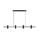 Modern LED Linear Kitchen Island Pendant Light with Black Travertine Stone Shades and Copper Frame
