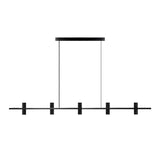 Modern LED Linear Kitchen Island Pendant Light with Black Travertine Stone Shades and Copper Frame