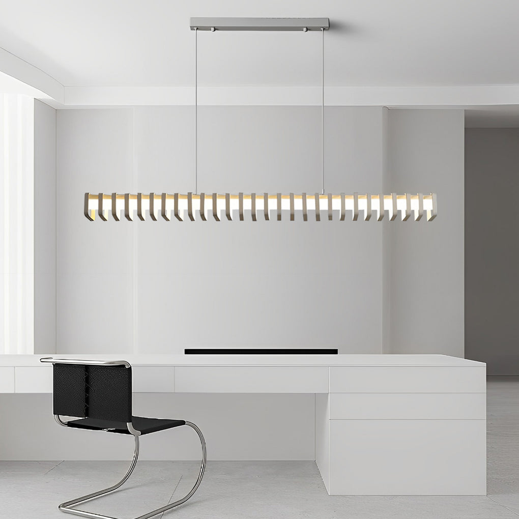 Modern LED Linear Pendant Light Minimalist Square Frame Dimmable Chandelier for Kitchen Island Dining Room