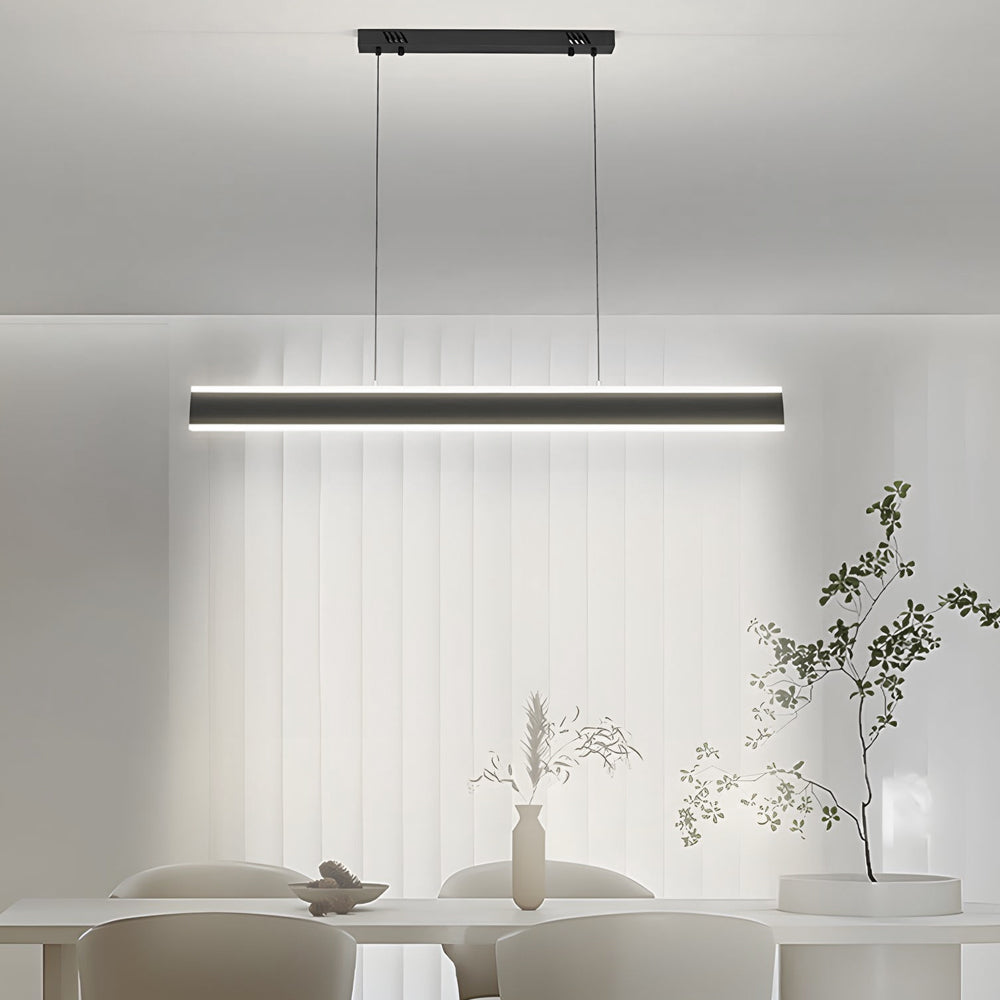 Modern LED Linear Pendant Light Up and Down Island Lighting in Black or White for Dining Room