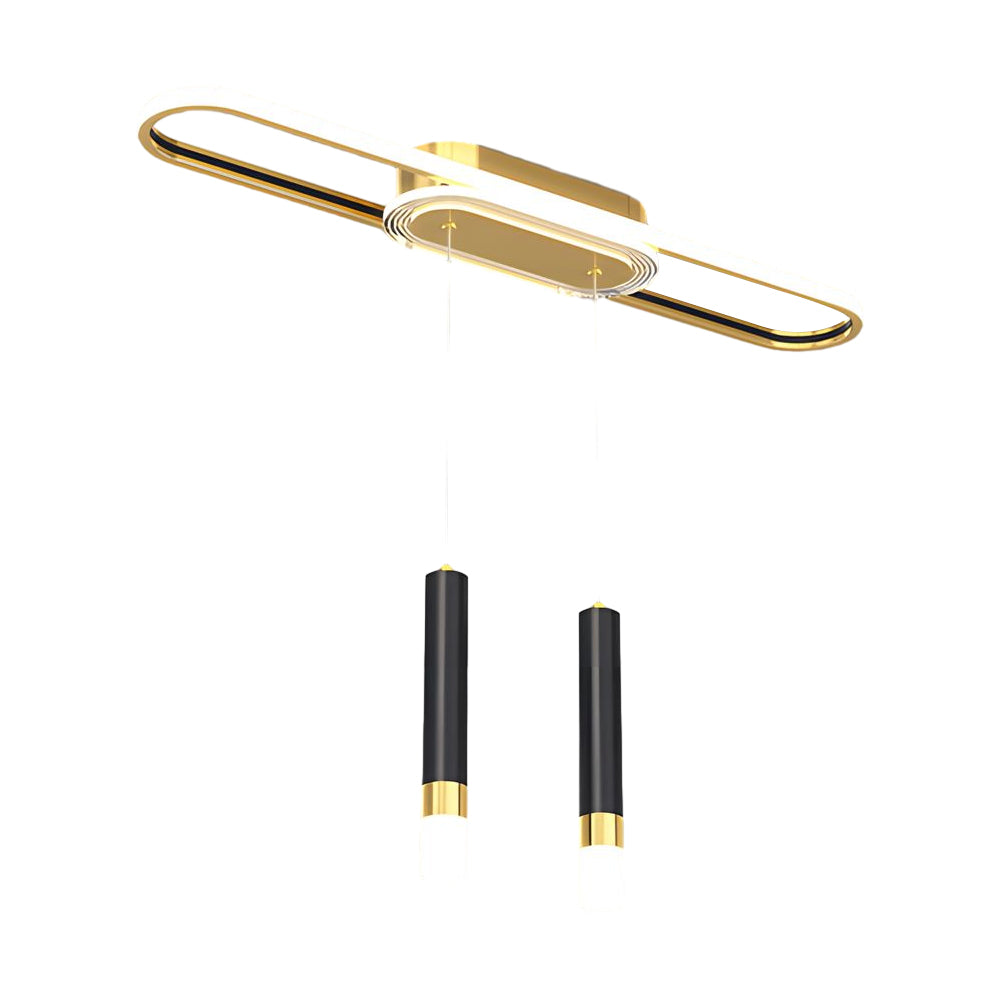 Modern LED Linear Pendant Light with Slender Cylindrical Lamps and Three Step Dimming