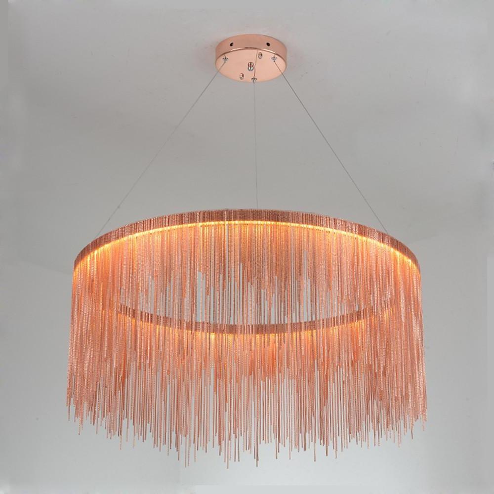 Modern LED Metal Fringe Drum Chandelier Contemporary Pendant Light for Dining and Living Room