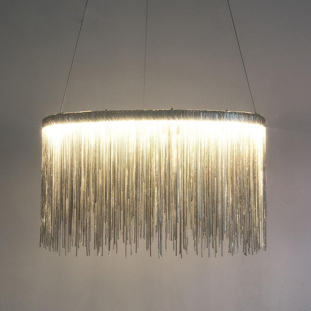 Modern LED Metal Fringe Drum Chandelier Contemporary Pendant Light for Dining and Living Room