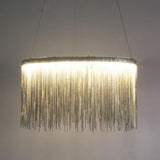 Modern LED Metal Fringe Drum Chandelier Contemporary Pendant Light for Dining and Living Room
