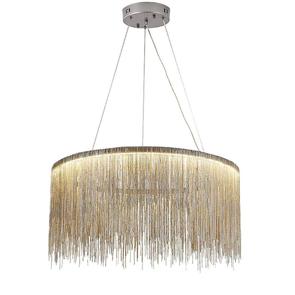 Modern LED Metal Fringe Drum Chandelier Contemporary Pendant Light for Dining and Living Room