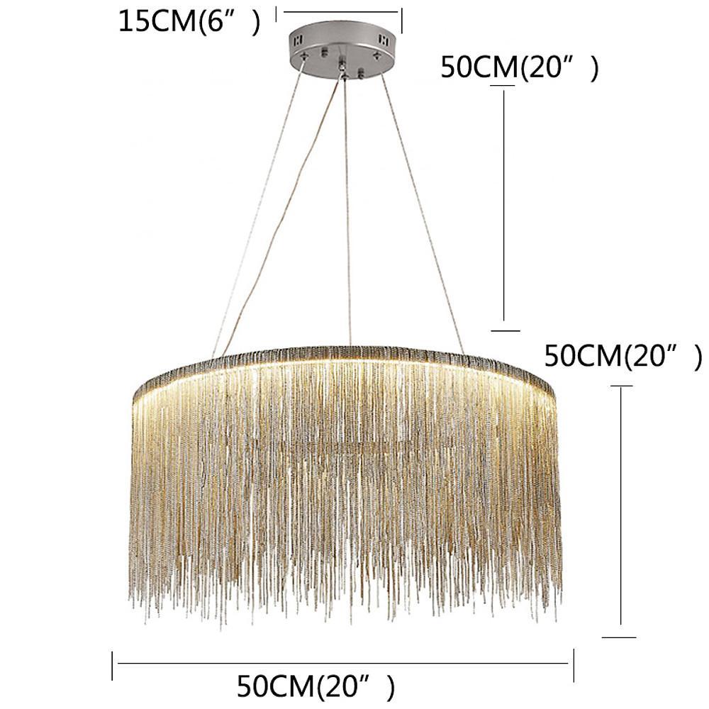 Modern LED Metal Fringe Drum Chandelier Contemporary Pendant Light for Dining and Living Room