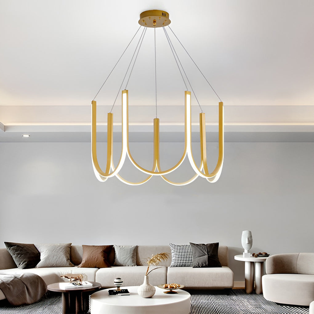 Modern LED Nordic Chandelier with 3 Color Dimming for Elegant Living Room and Bedroom Lighting